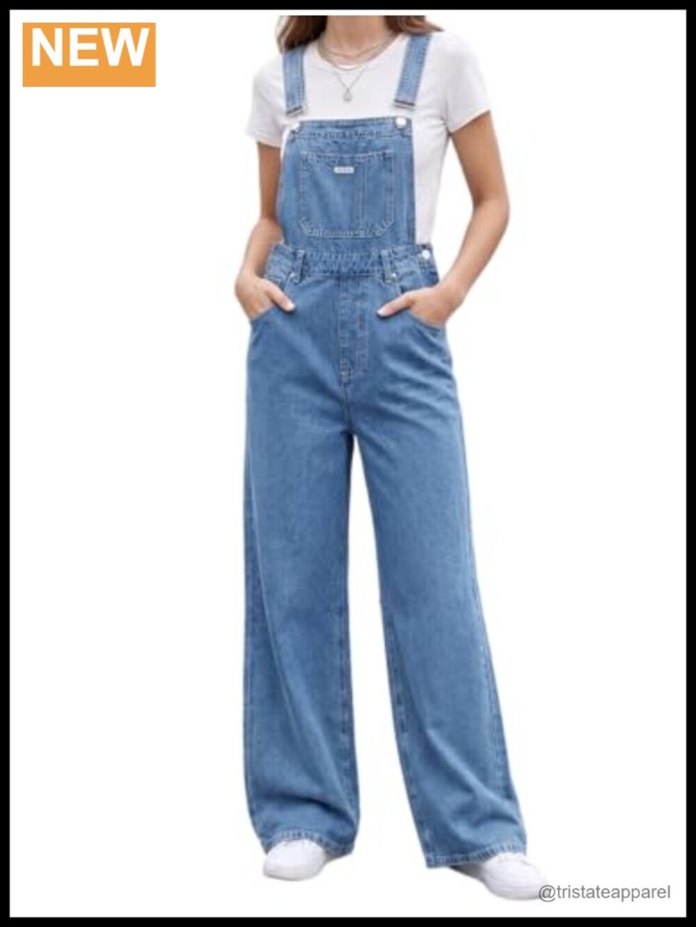 Women's Denim Overalls Baggy Loose Fit Wide Leg Jumpsuit Adjustable Straps